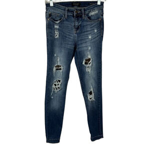 Judy Blue Jeans Womens 5/27 Janette Camo Skinny Fit Distressed High Rise Stretch